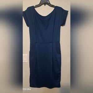 SHEIN Navy Blue Casual T-Shirt Dress – Size Large (US 8/10) – Short Sleeve Pocke